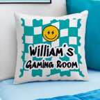 Personalised Blue Check Childrens Bedroom Cushion | Textiles | Inspired Creative Gifts