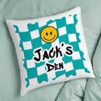 Personalised Blue Check Childrens Bedroom Cushion | Textiles | Inspired Creative Gifts