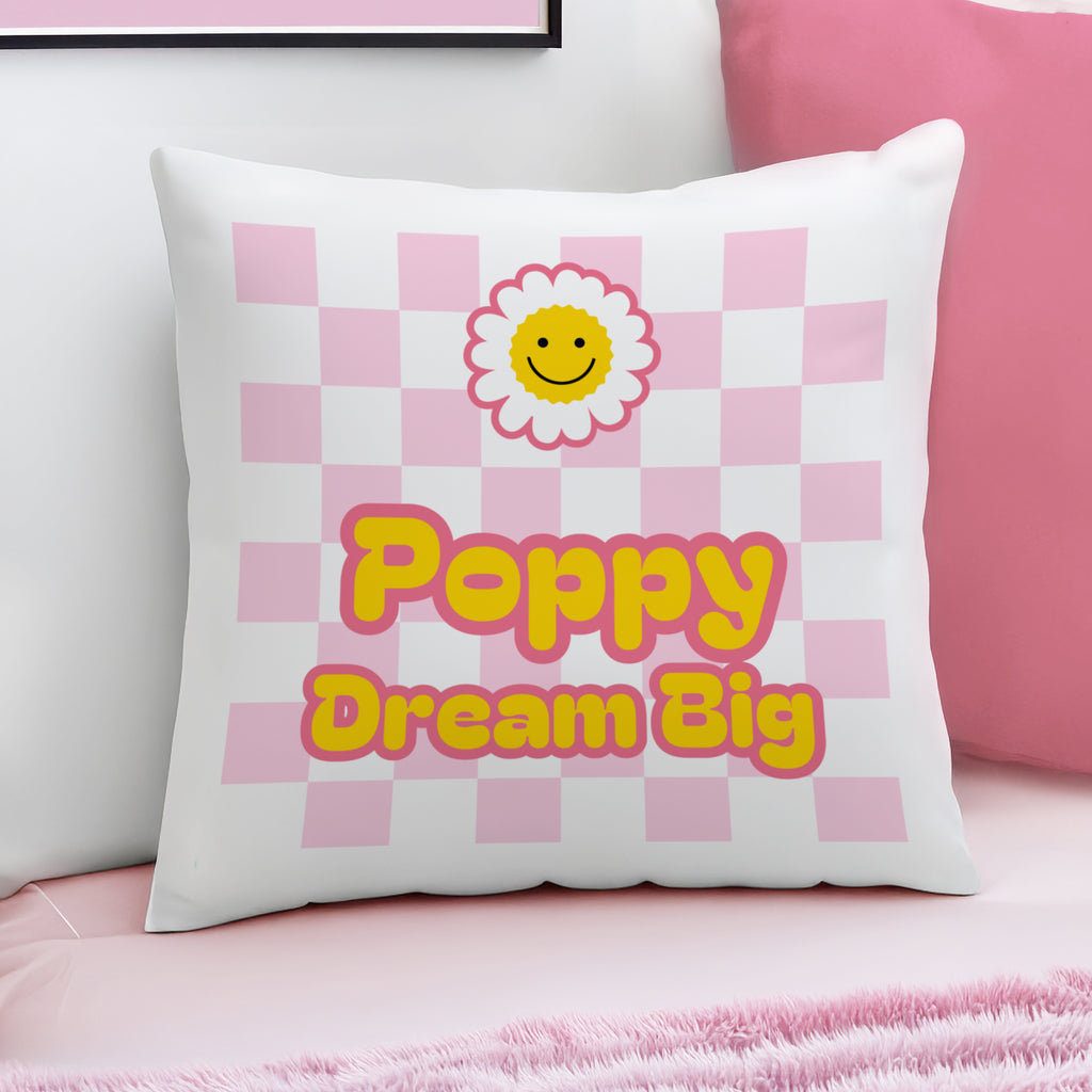 Personalised Pink Check Childrens Bedroom Cushion | Textiles