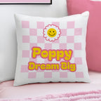 Personalised Pink Check Childrens Bedroom Cushion | Textiles