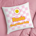 Personalised Pink Check Childrens Bedroom Cushion | Textiles