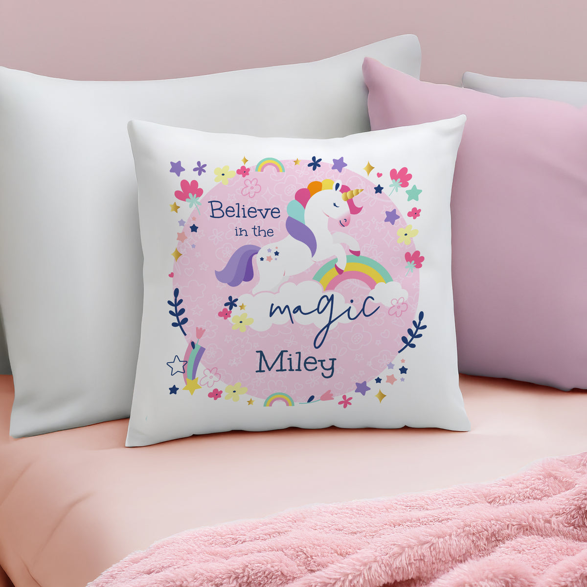 Personalised Pink Unicorn Cushion | Textiles | Inspired Creative Gifts