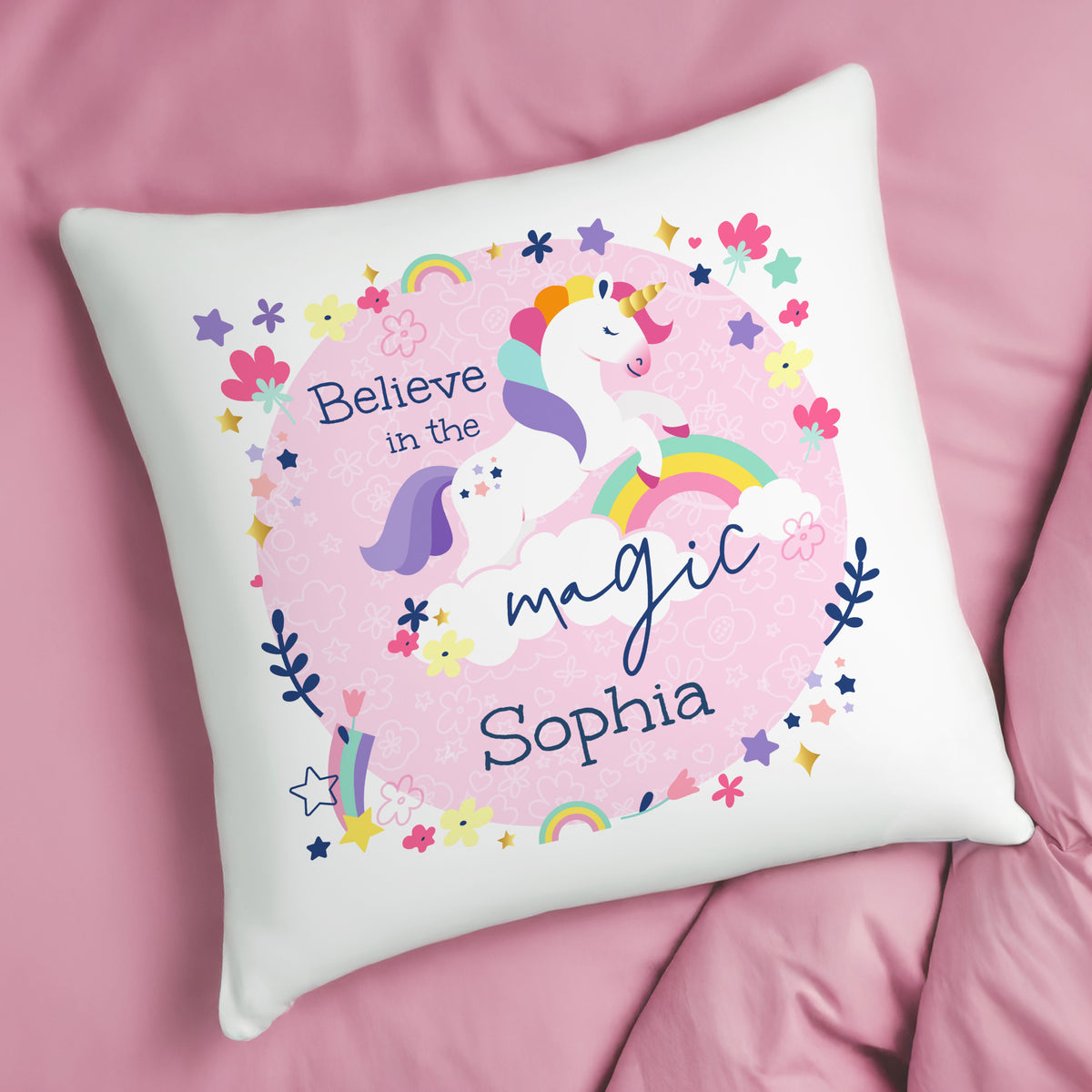 Personalised Pink Unicorn Cushion | Textiles | Inspired Creative Gifts