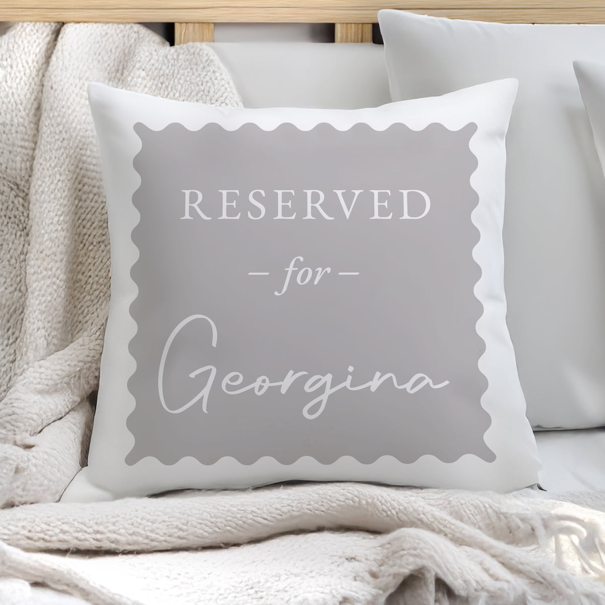 Personalised Grey Reserved For Cushion | Textiles | Inspired Creative Gifts