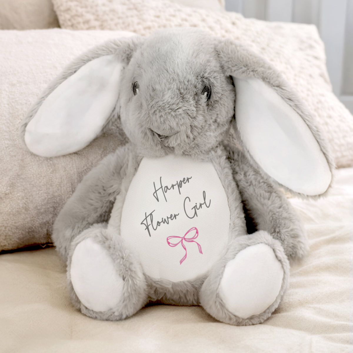 Personalised Pink Bow Bunny for Wedding