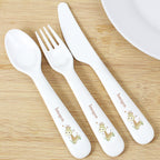 Personalised Hessian Giraffe 3 Piece Plastic Cutlery Set | Mealtime Essentials | Inspired Creative Gifts