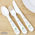 Personalised The Snowman and the Snowdog 3 Piece Plastic Cutlery Set for Christening