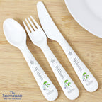 Personalised The Snowman and the Snowdog 3 Piece Plastic Cutlery Set for Christening