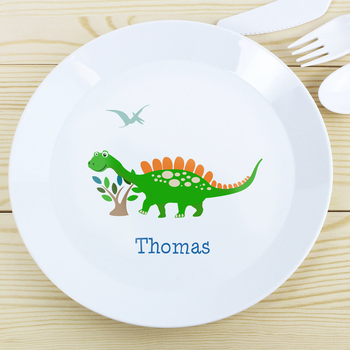 Personalised Dinosaur Plastic Plate for Christmas