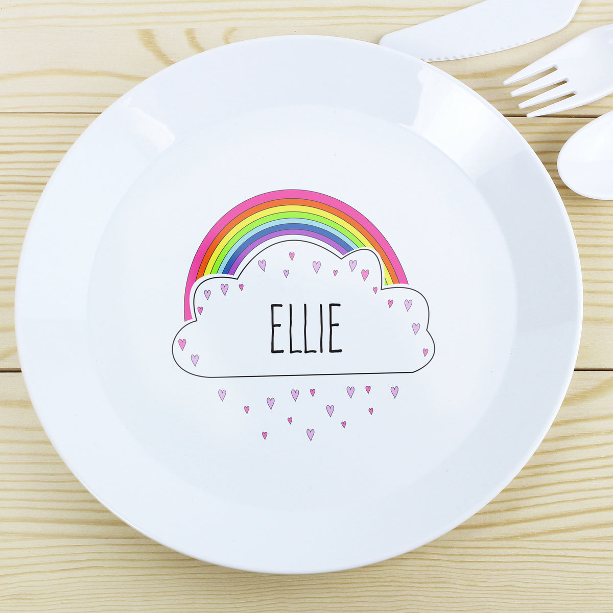 Personalised Rainbow Plastic Plate | Christmas Gift