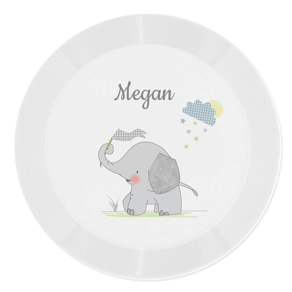 Personalised Hessian Elephant Plastic Plate for Christmas