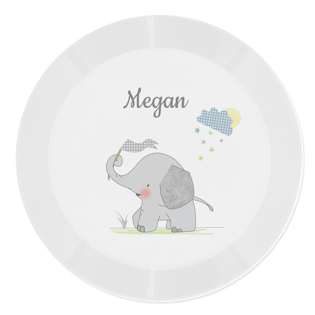 Personalised Hessian Elephant Plastic Plate for Christmas