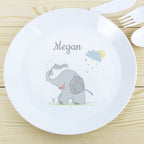 Personalised Hessian Elephant Plastic Plate for Christmas