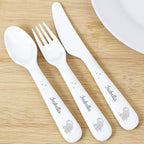 Personalised Hessian Elephant 3 Piece Plastic Cutlery Set | Mealtime Essentials