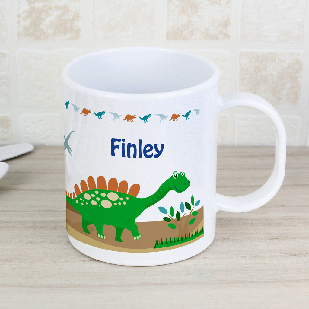 Personalised Dinosaur Plastic Mug for Christmas