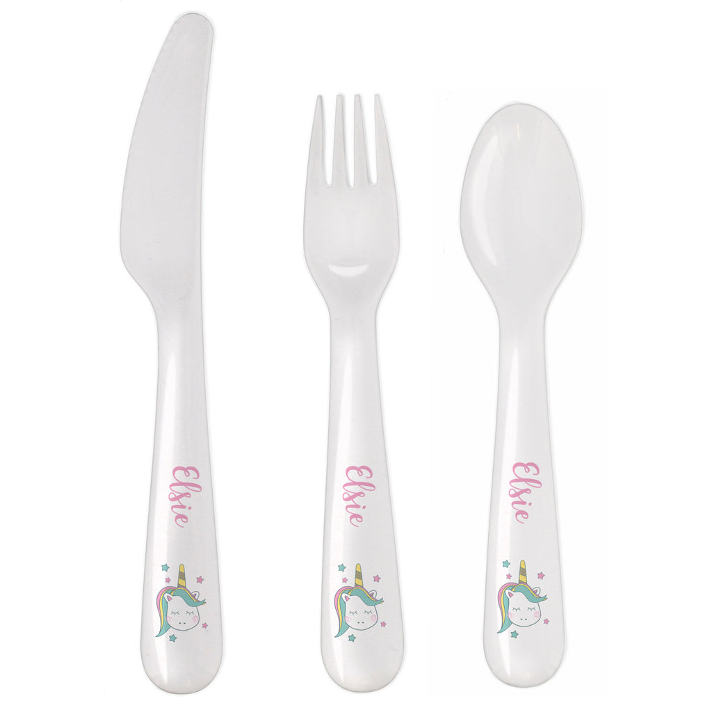 Personalised Baby Unicorn Plastic Cutlery | Mealtime Essentials