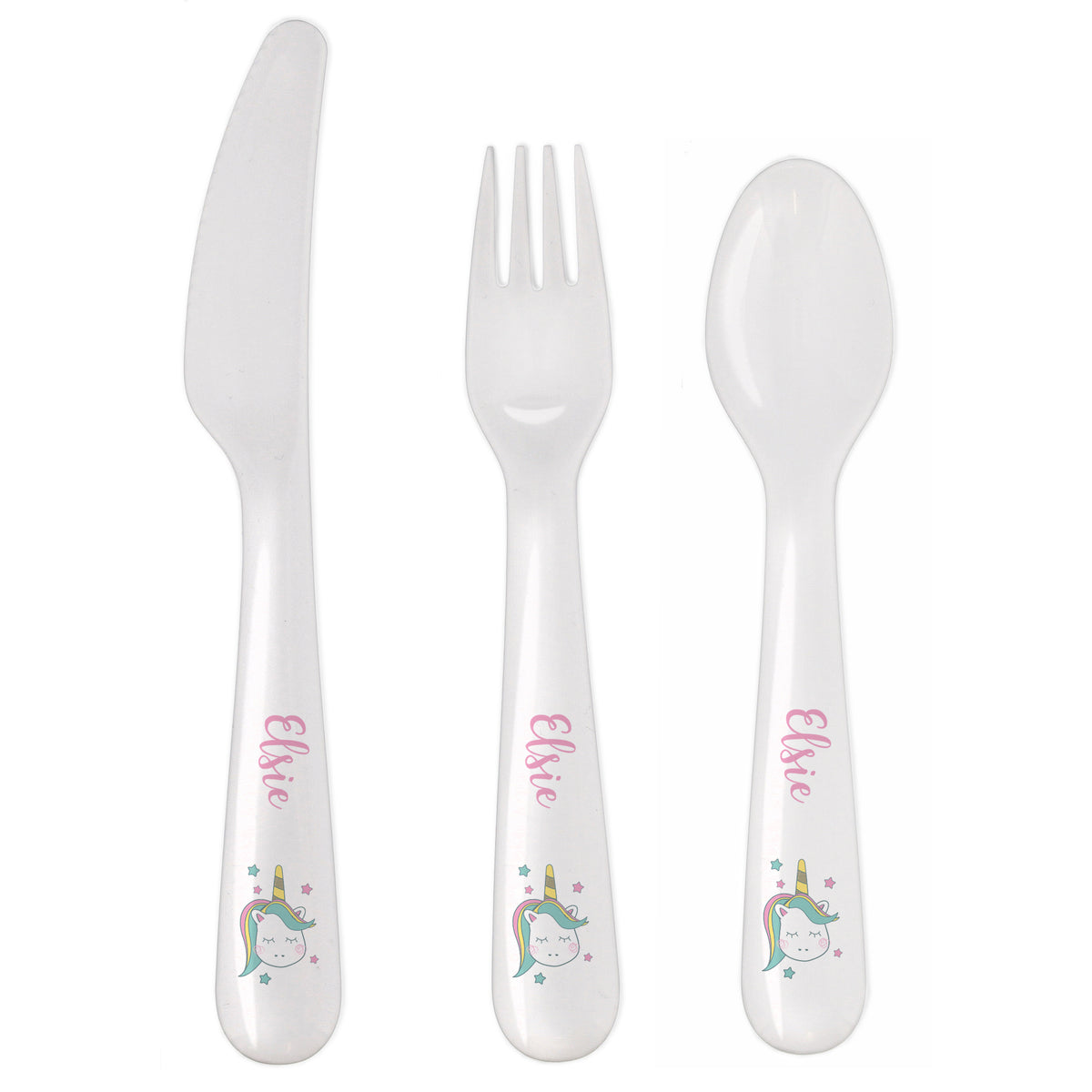 Personalised Baby Unicorn Plastic Cutlery | Mealtime Essentials