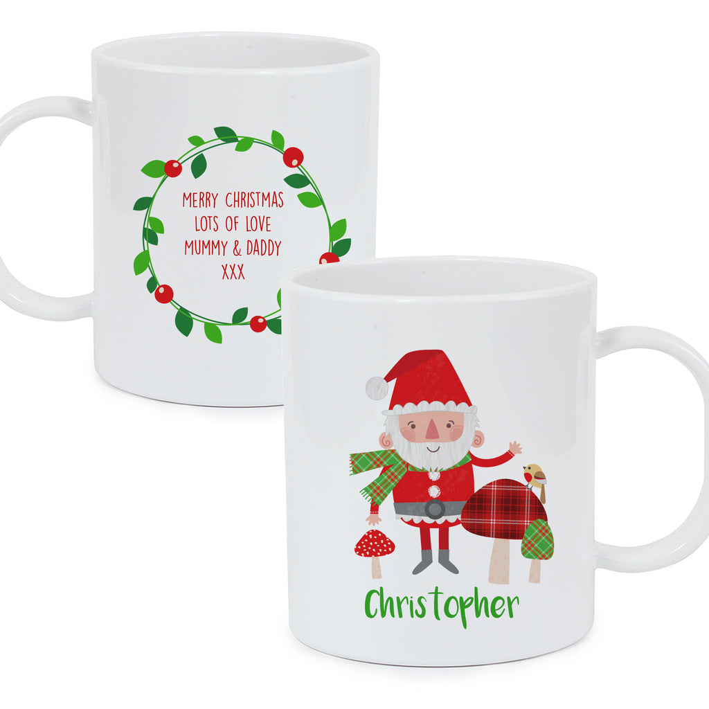 Personalised Christmas Toadstool Santa Plastic Mug for Christmas