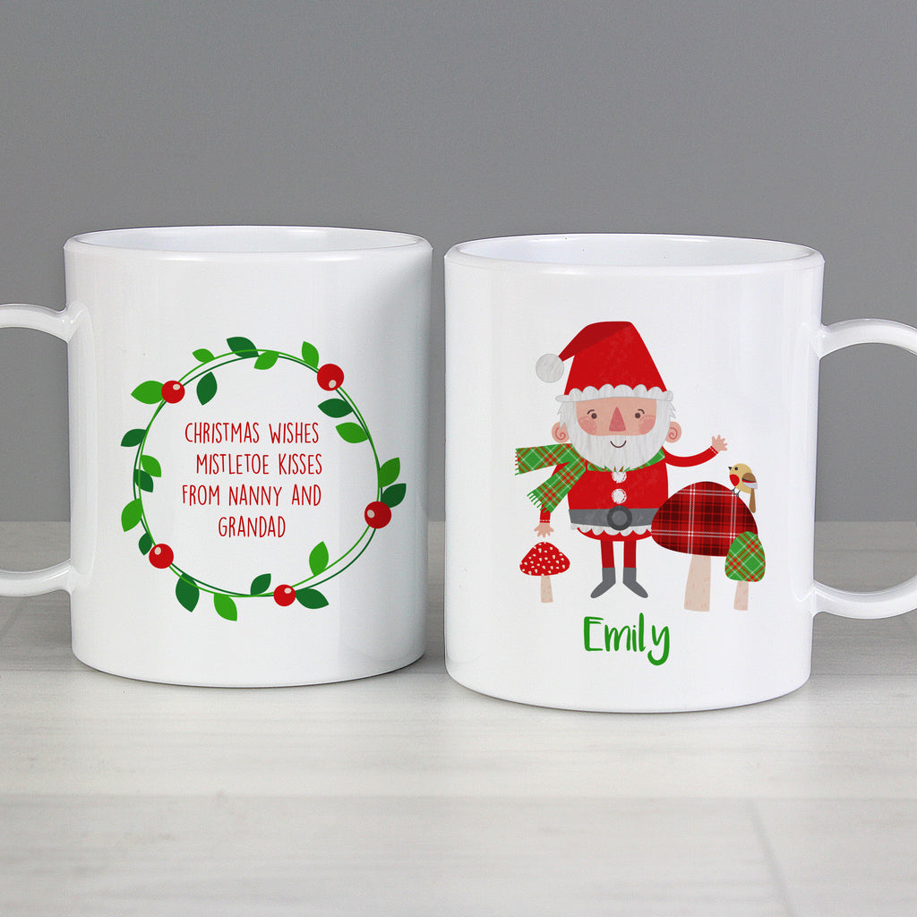 Personalised Christmas Toadstool Santa Plastic Mug for Christmas
