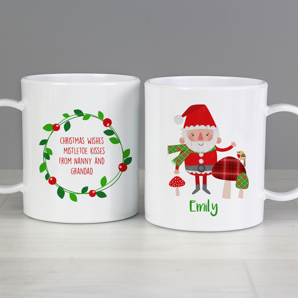 Personalised Christmas Toadstool Santa Plastic Mug for Christmas
