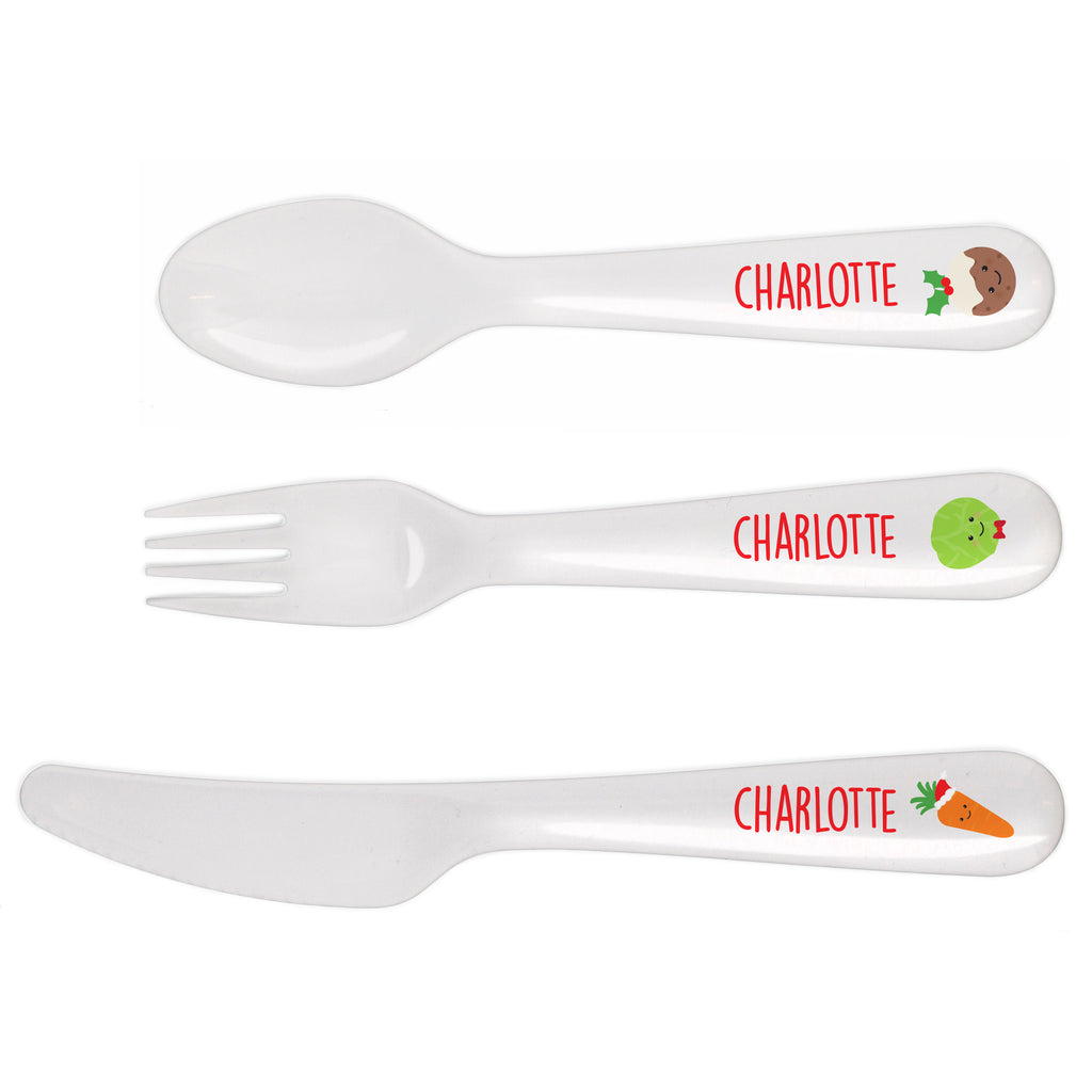 Personalised 'First Christmas Dinner' 3 Piece Plastic Cutlery Set | Kitchen, Baking & Dining Gifts | Christmas Gift