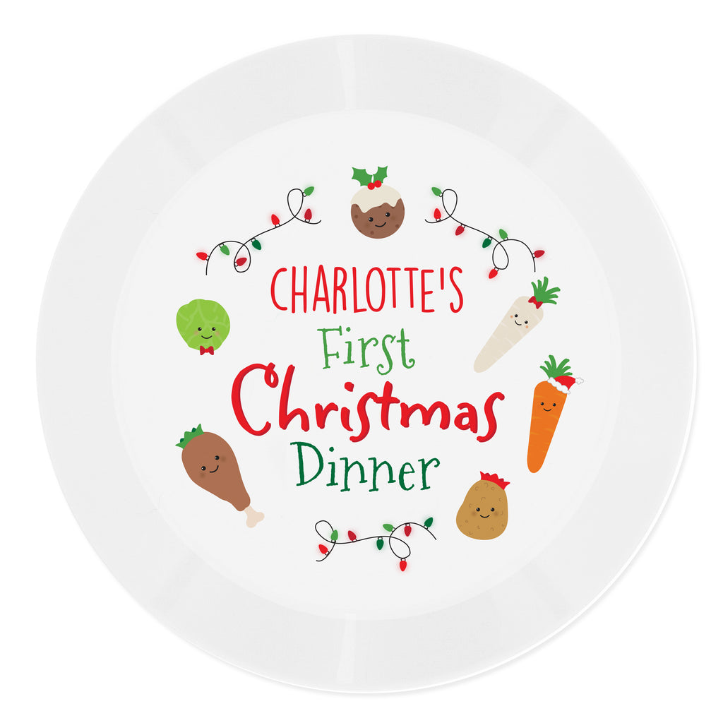 Personalised 'First Christmas Dinner' Plastic Plate for Christmas