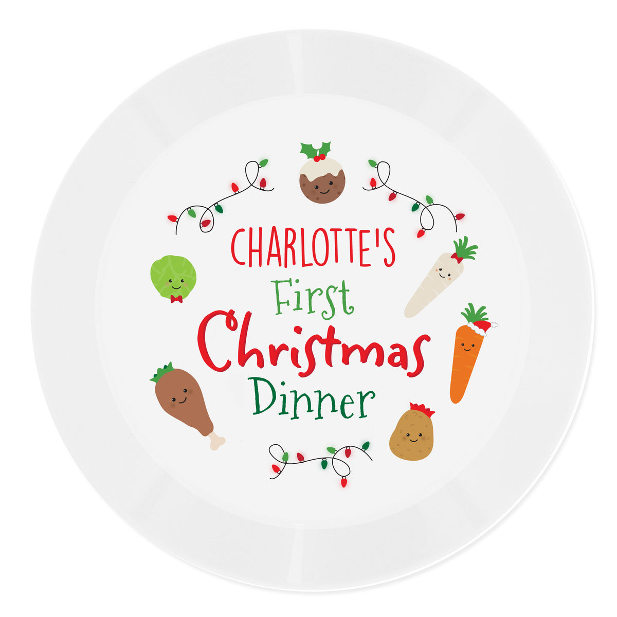 Personalised 'First Christmas Dinner' Plastic Plate for Christmas