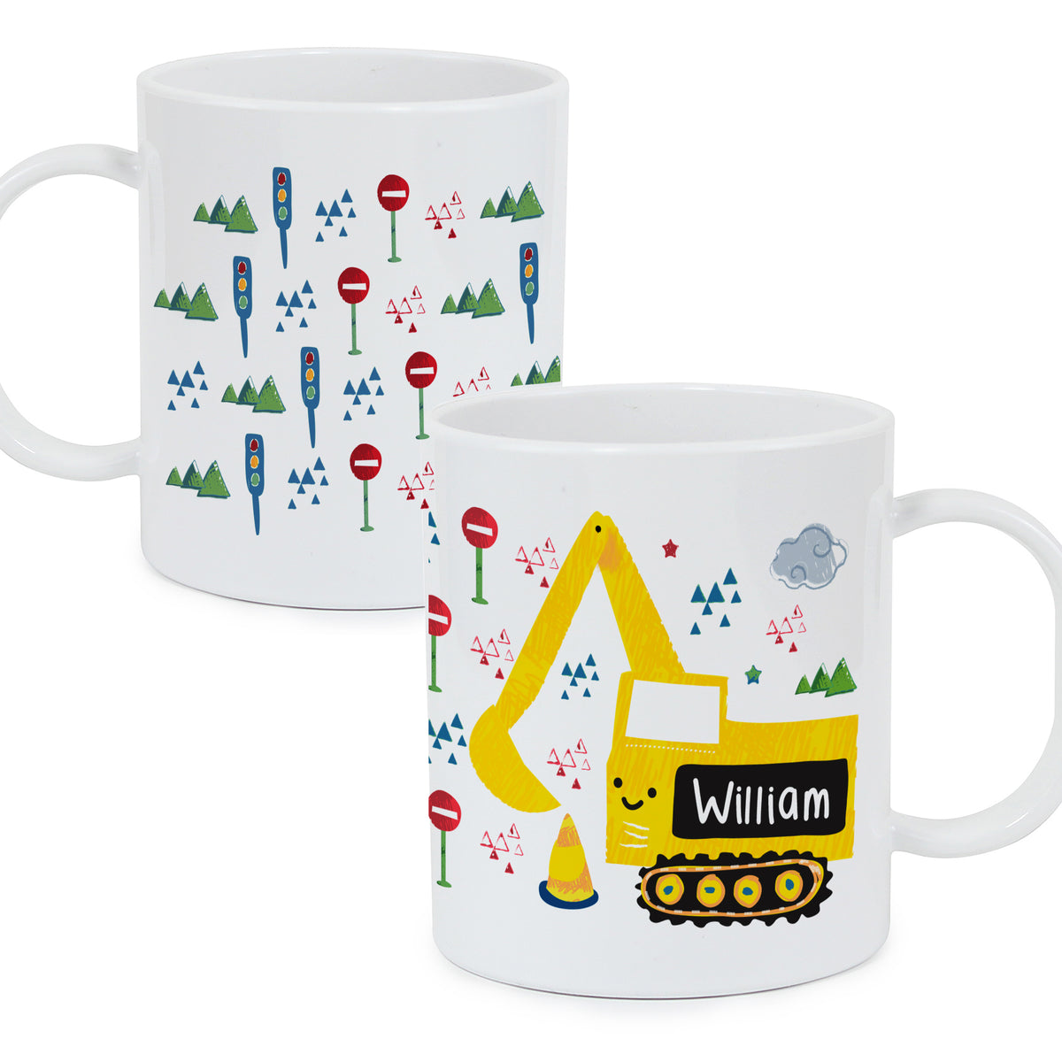 Personalised Digger Plastic Mug | Birthday Gift