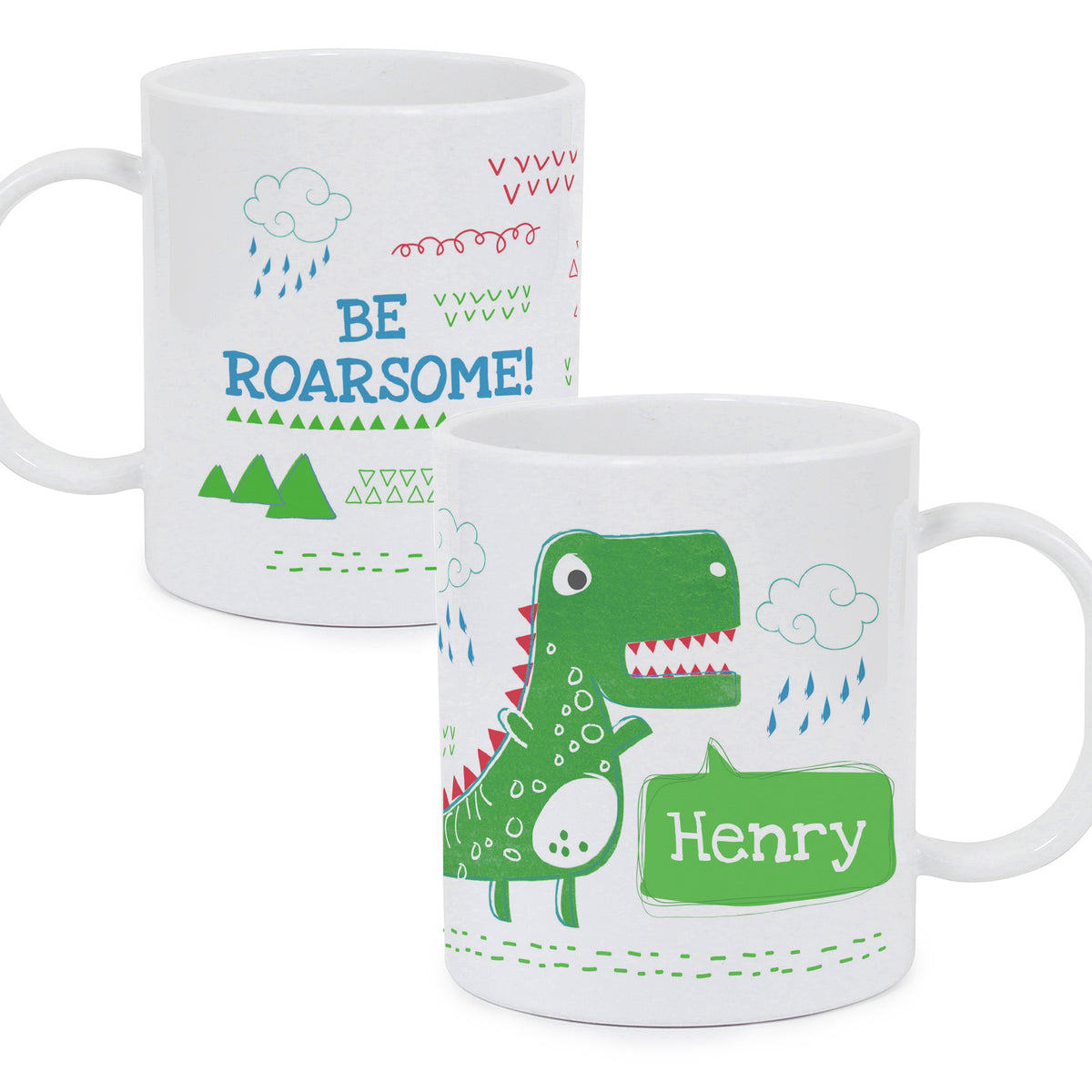 Personalised Be Roarsome Dinosaur Plastic Mug | Christmas Gift