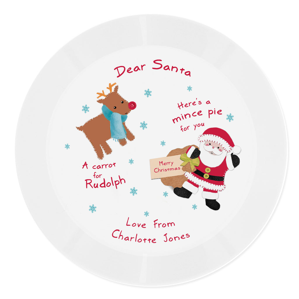 Personalised Santa and Rudolph Christmas Eve Mince Pie Plastic Plate | Christmas Gift