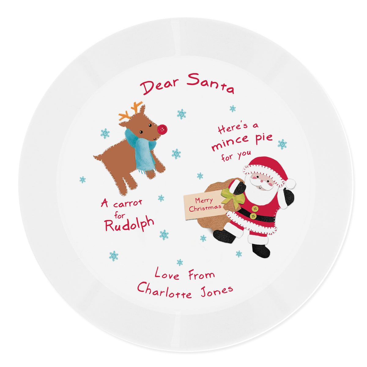 Personalised Santa and Rudolph Christmas Eve Mince Pie Plastic Plate | Christmas Gift