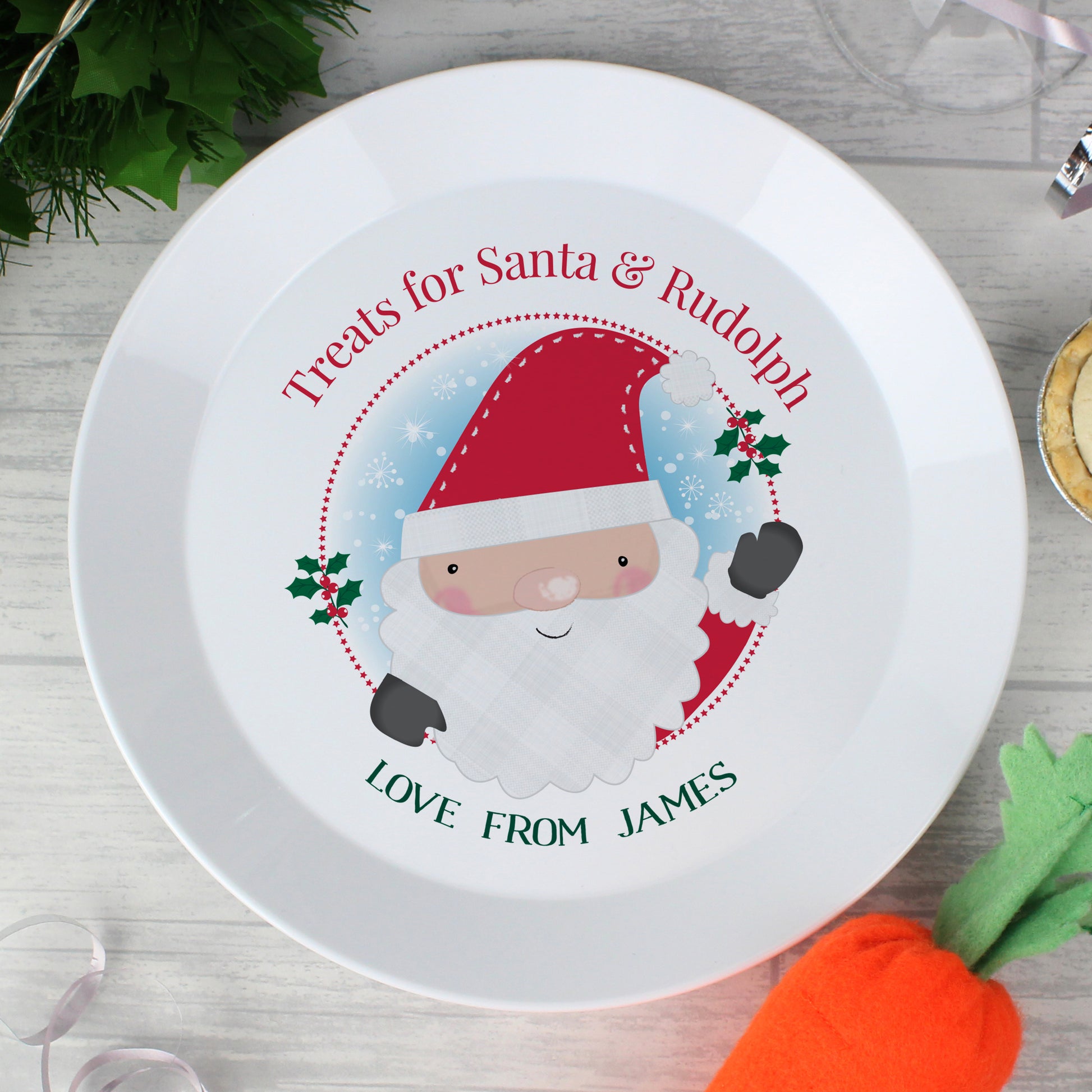 Personalised Santa Christmas Eve Mince Pie Plastic Plate -  - Inspired Creative Gifts
