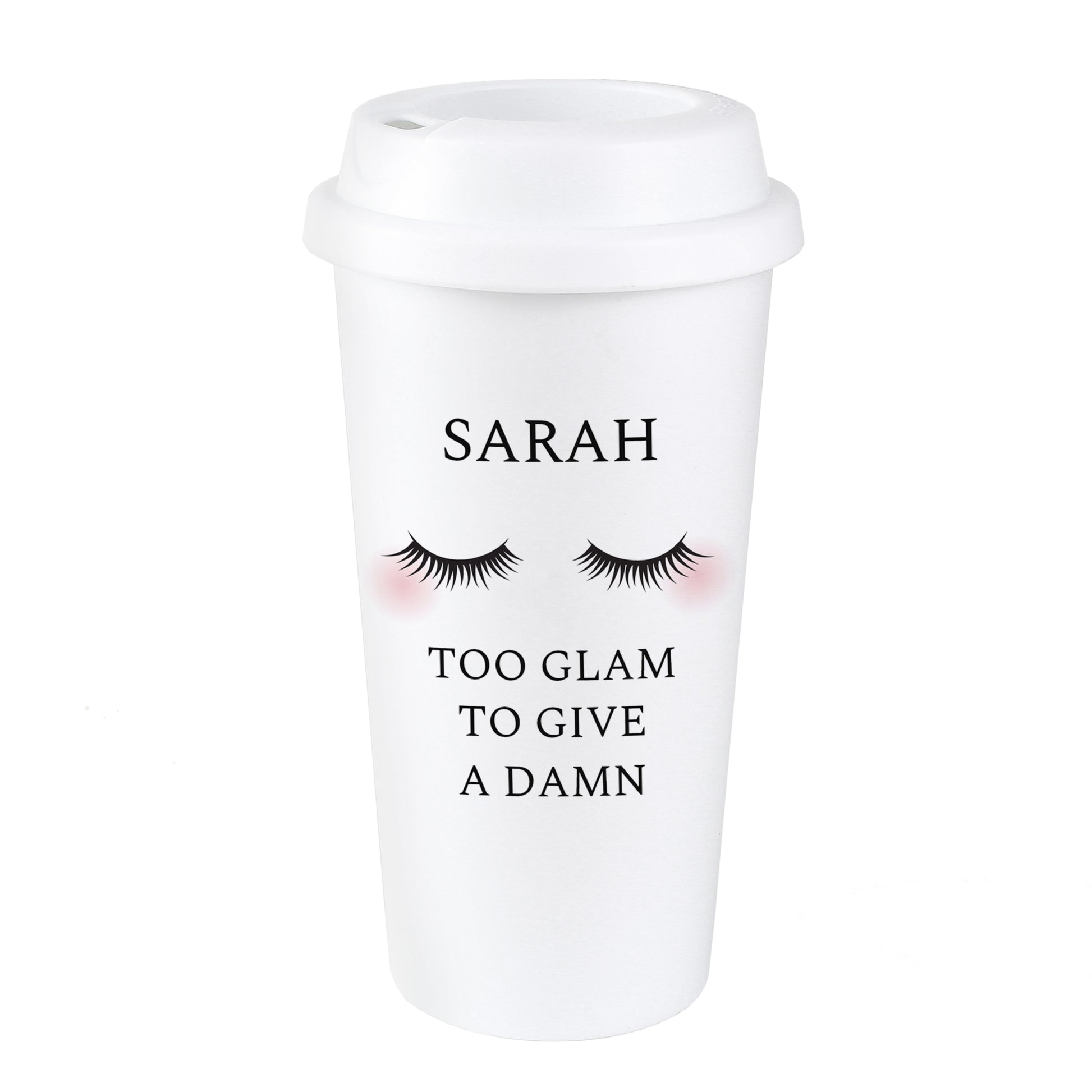Personalised Eyelashes Insulated Reusable Eco Travel Cup - Inspired Creative Gifts