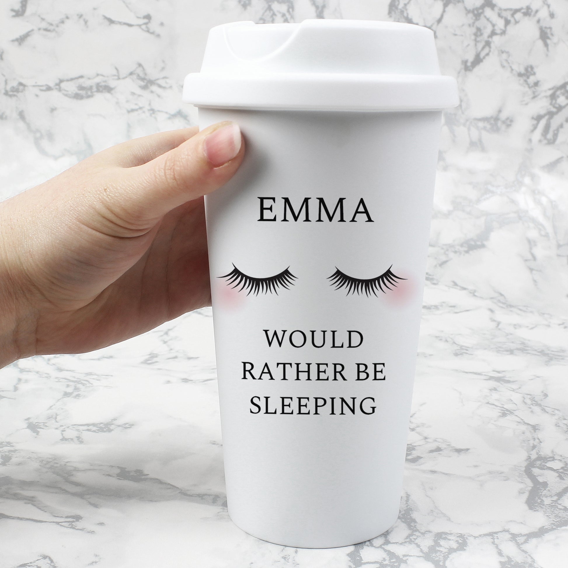 Personalised Eyelashes Insulated Reusable Eco Travel Cup - Inspired Creative Gifts