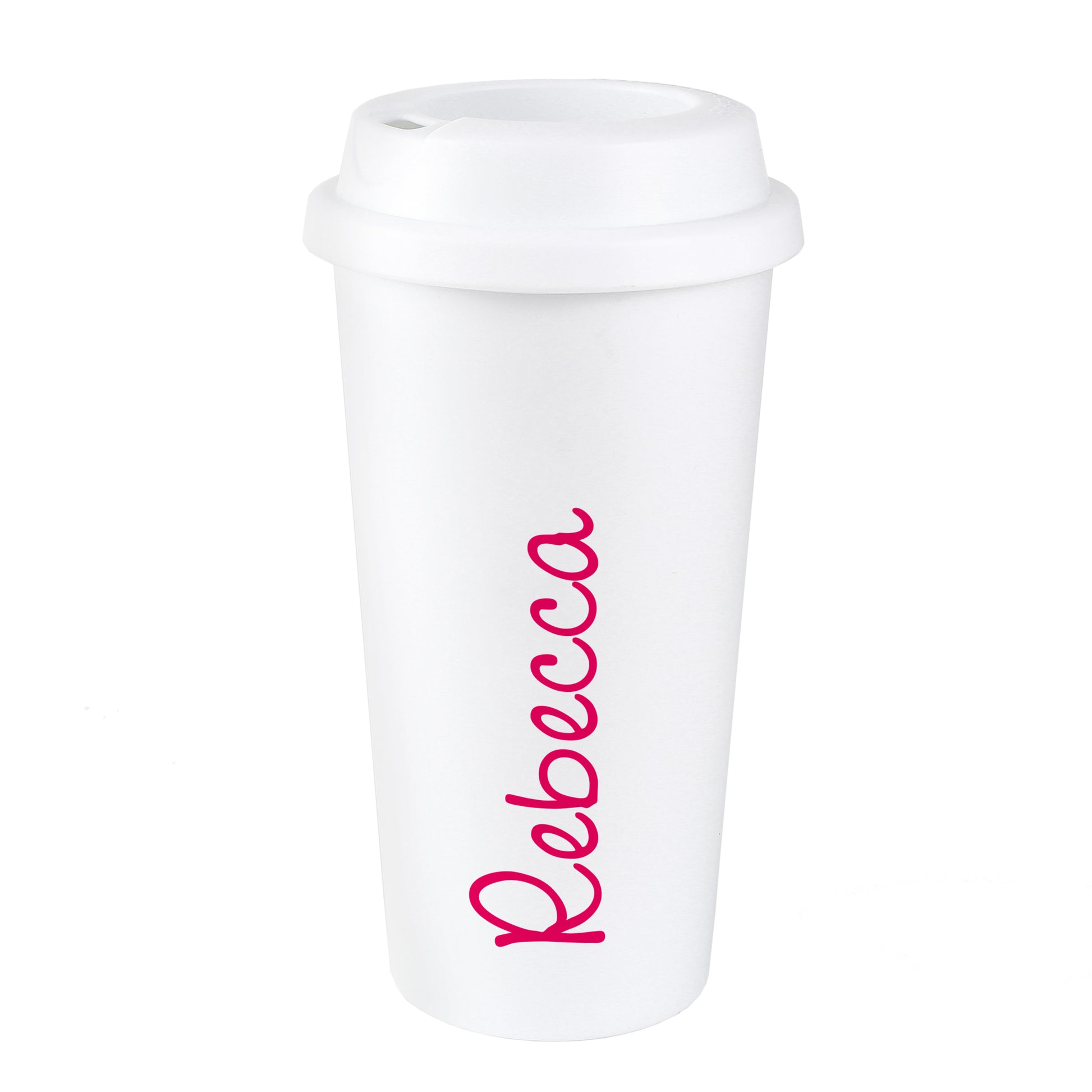 Personalised Pink Name Insulated Reusable Eco Travel Cup - Inspired Creative Gifts