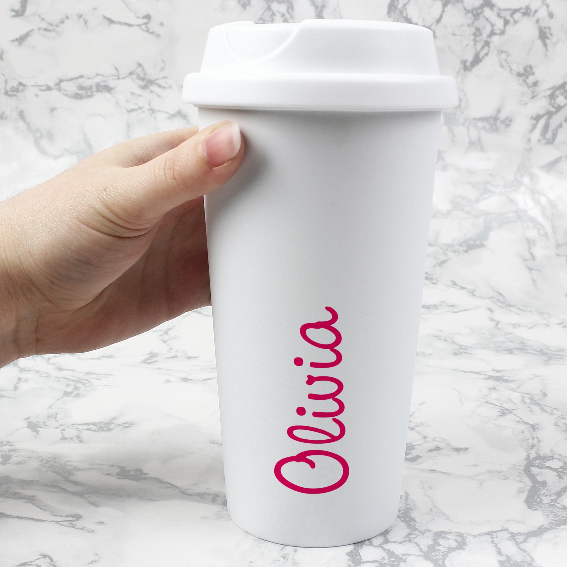 Personalised Pink Name Insulated Reusable Eco Travel Cup - Inspired Creative Gifts