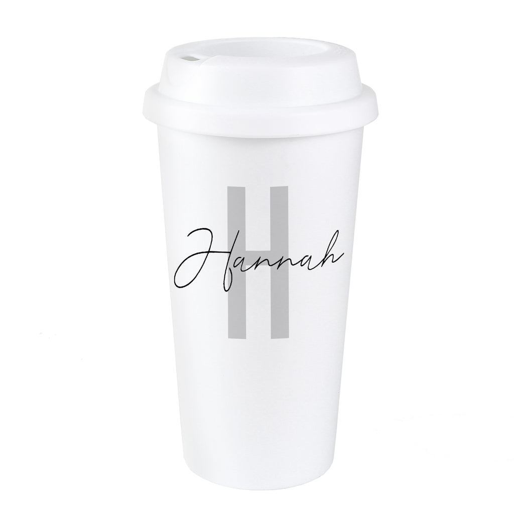 Personalised Initial & Name Insulated Reusable Eco Travel Cup - Inspired Creative Gifts