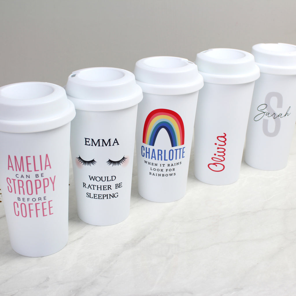 Personalised Initial & Name Insulated Reusable Eco Travel Cup - Inspired Creative Gifts