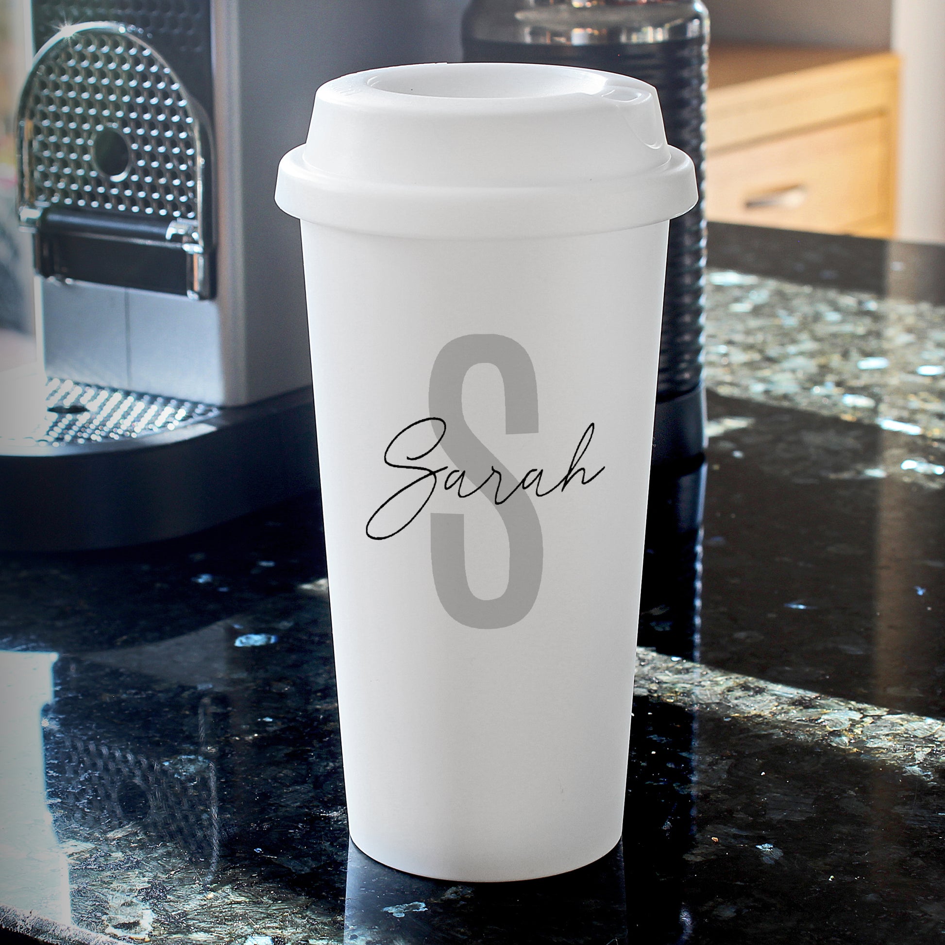 Personalised Initial & Name Insulated Reusable Eco Travel Cup - Inspired Creative Gifts