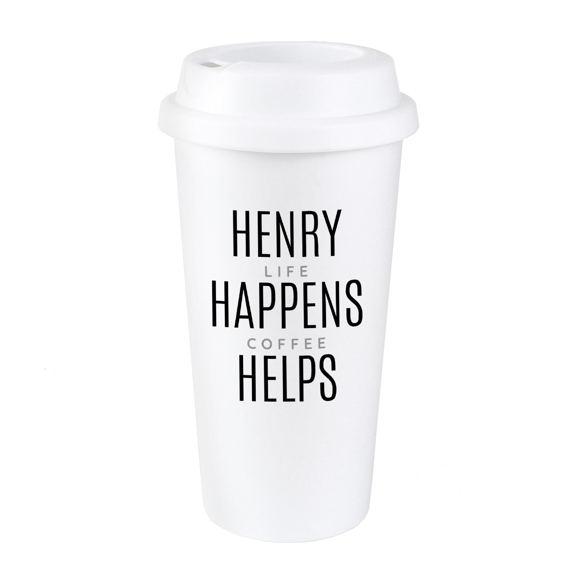 Personalised Black Text Slogan Insulated Reusable Eco Travel Cup - Inspired Creative Gifts