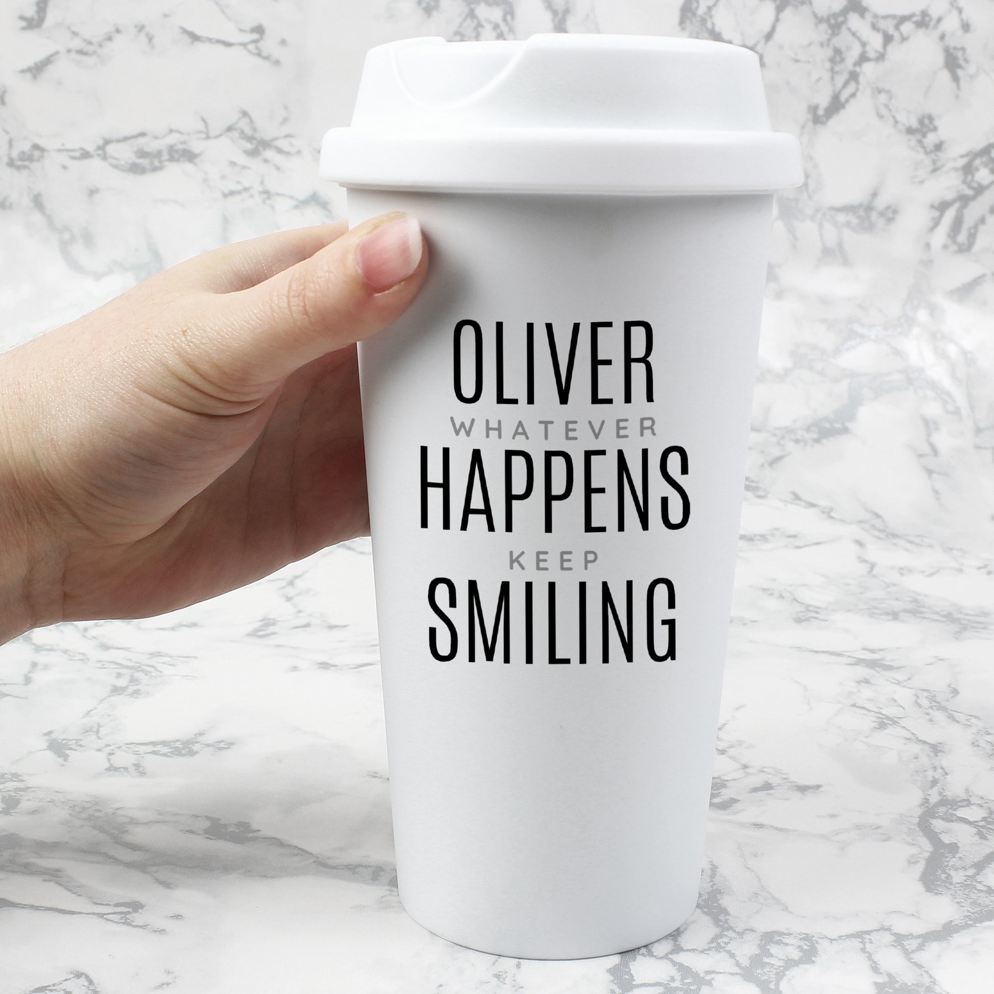 Personalised Black Text Slogan Insulated Reusable Eco Travel Cup - Inspired Creative Gifts