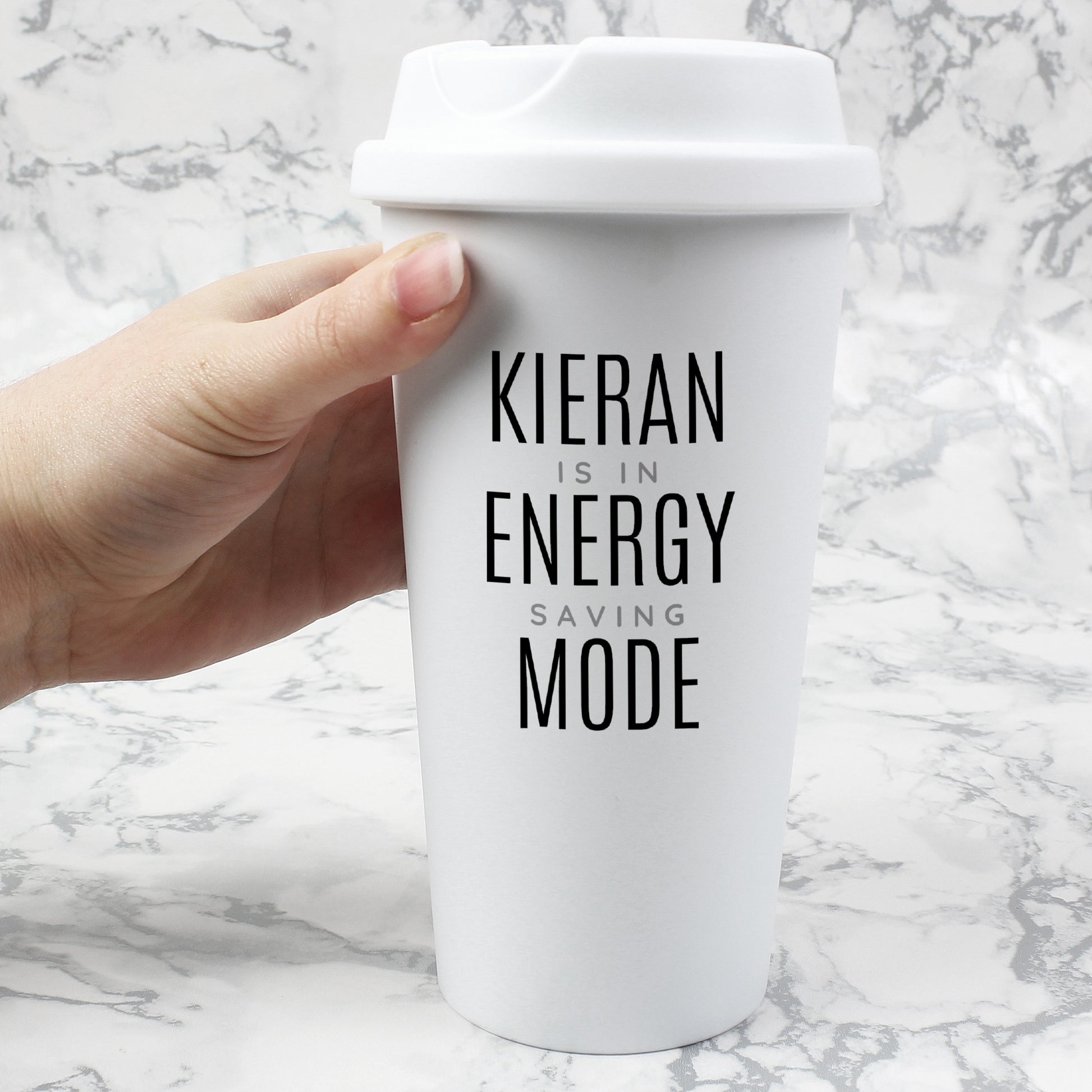 Personalised Black Text Slogan Insulated Reusable Eco Travel Cup - Inspired Creative Gifts