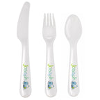 Personalised Patchwork Train 3 Piece Plastic Cutlery Set | Mealtime Essentials | Christening Gift