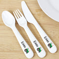 Personalised Tractor 3 Piece Plastic Cutlery Set | Mealtime Essentials | Christening Gift