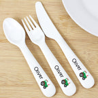 Personalised Tractor 3 Piece Plastic Cutlery Set | Mealtime Essentials | Christening Gift