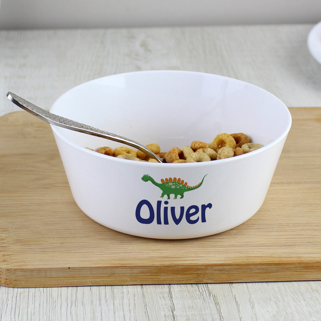 Personalised Dinosaur Plastic Bowl | Mealtime Essentials | Inspired Creative Gifts