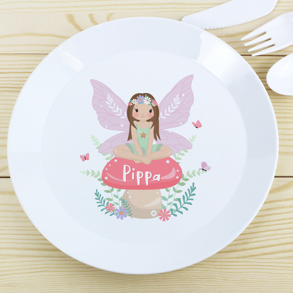 Personalised Toadstool Fairy Plastic Plate for Christmas