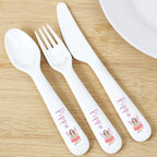 Personalised Toadstool Fairy Plastic Cutlery | Christening Gift