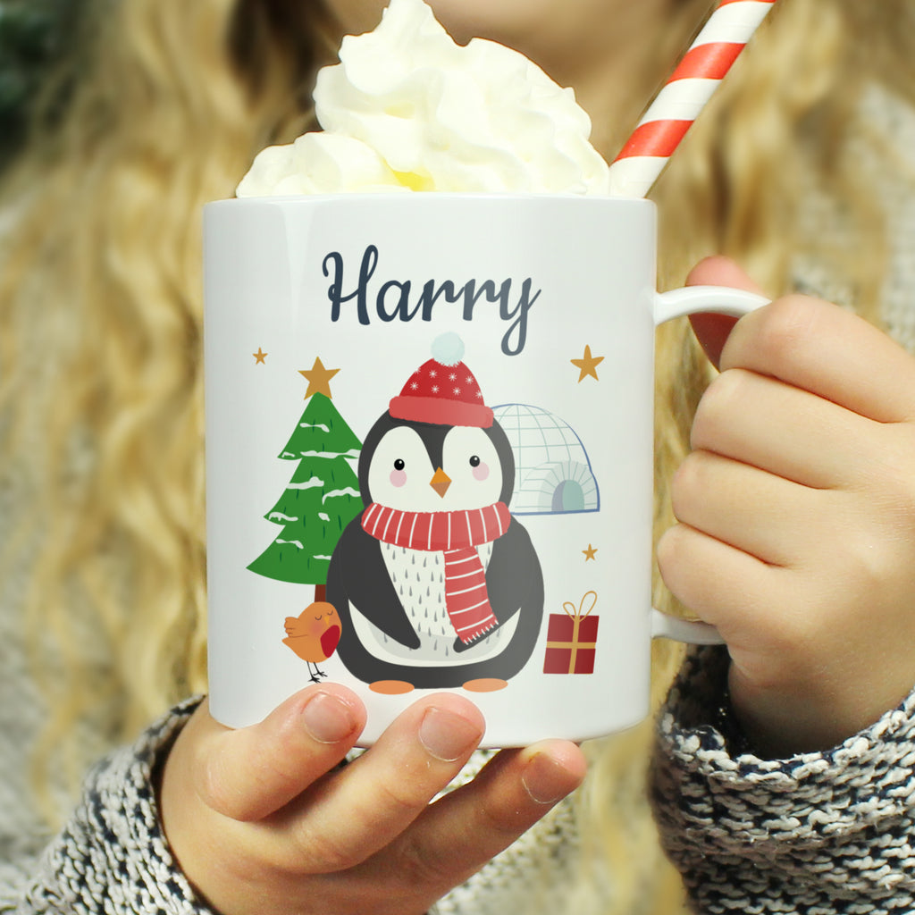 Personalised Christmas Penguin Plastic Mug | Christmas Gift