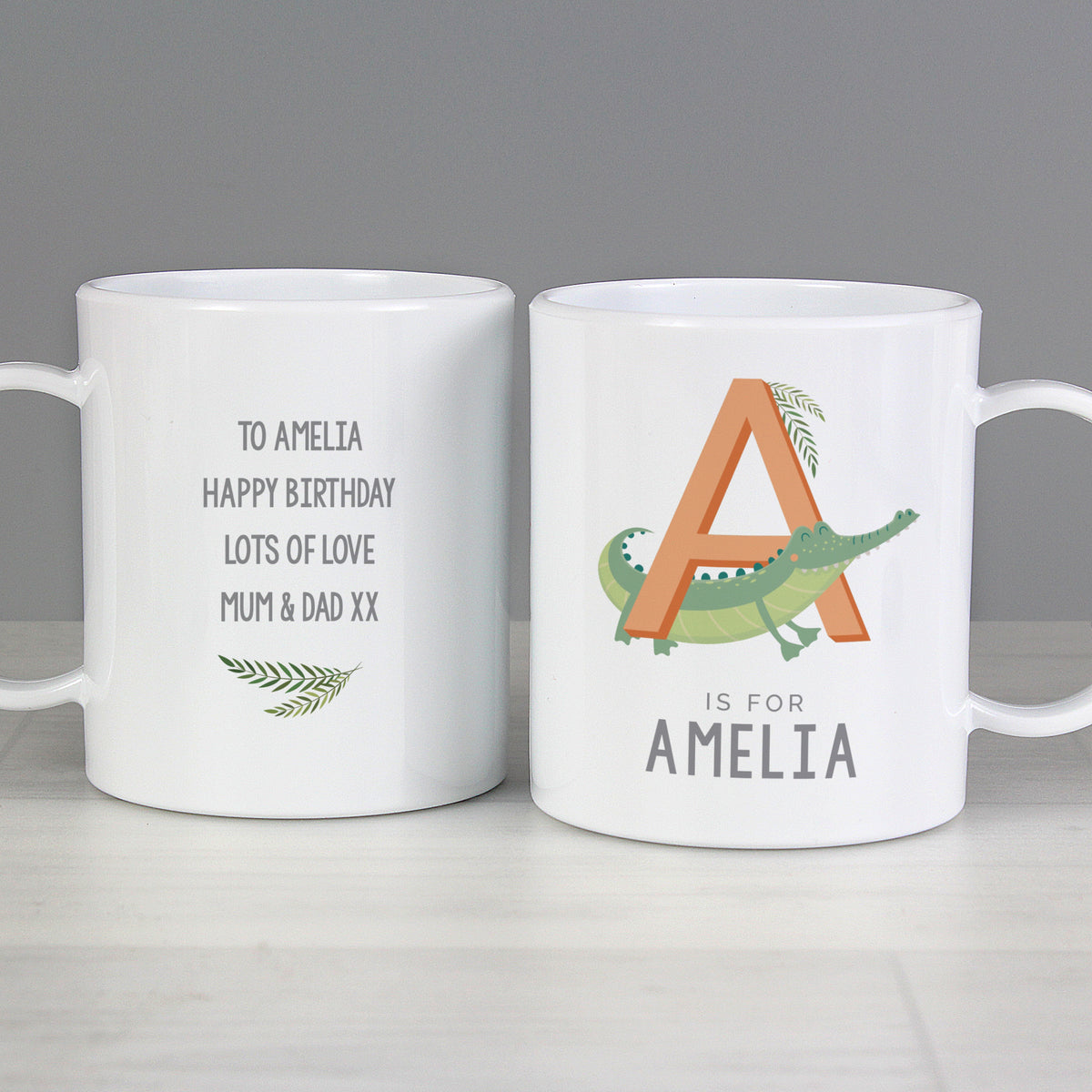 Personalised Animal Alphabet Plastic Mug for Christmas